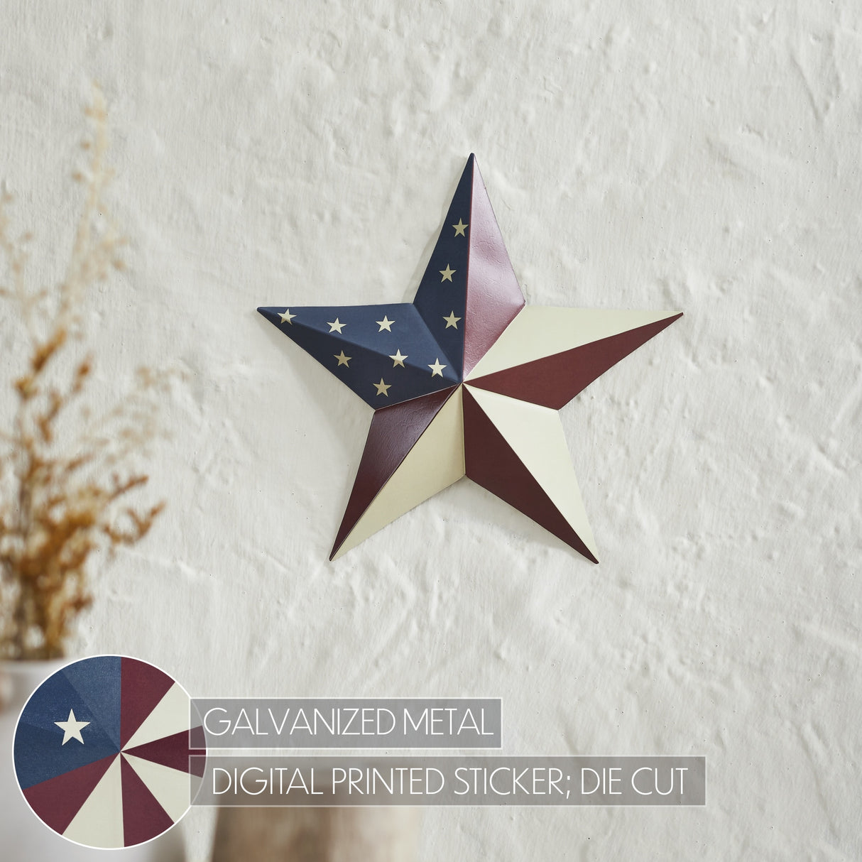 Painted Metal American Flag Theme Star