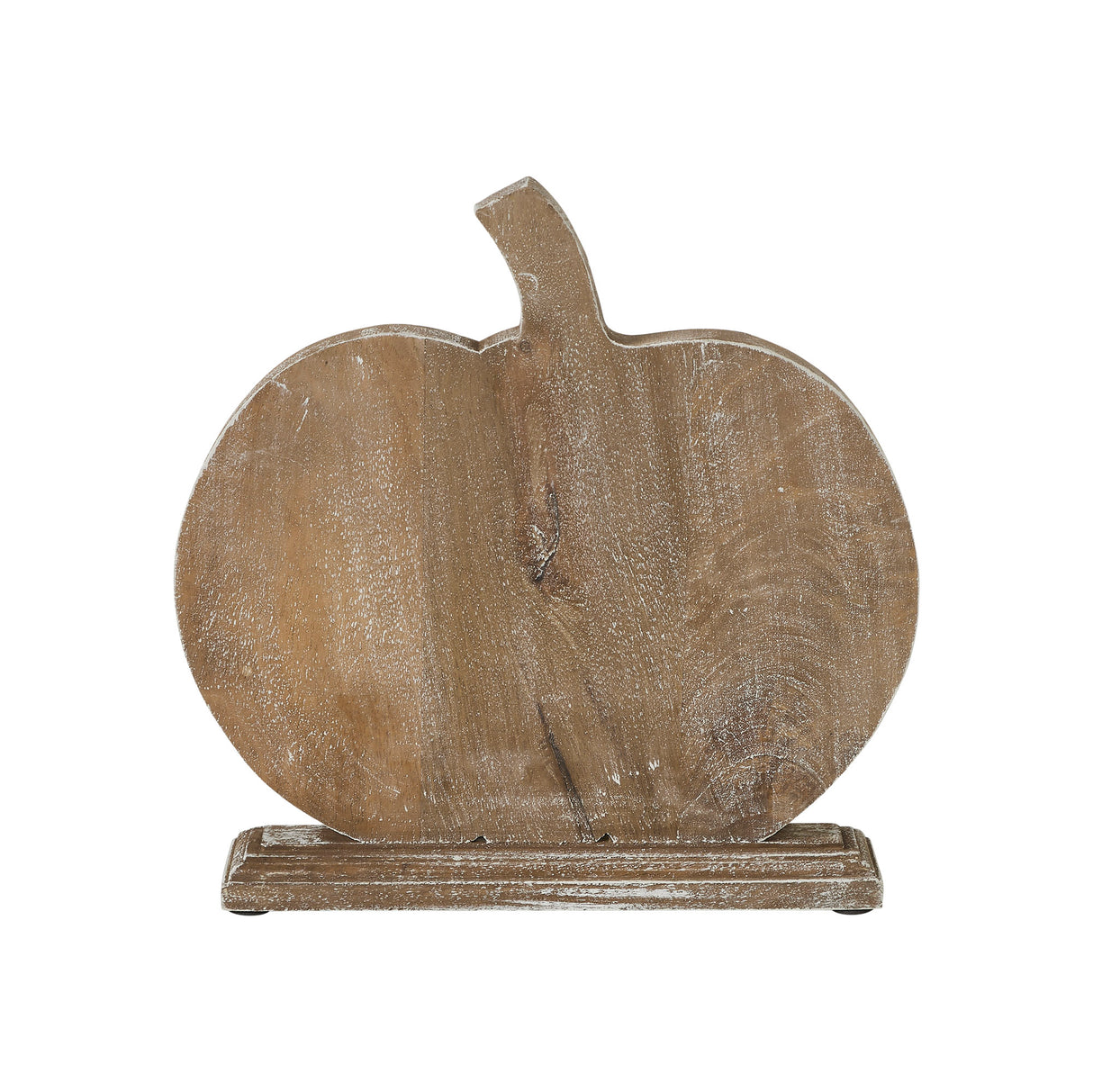 Harvest Vine Carved Wooden Pumpkin Natural 12x11x2