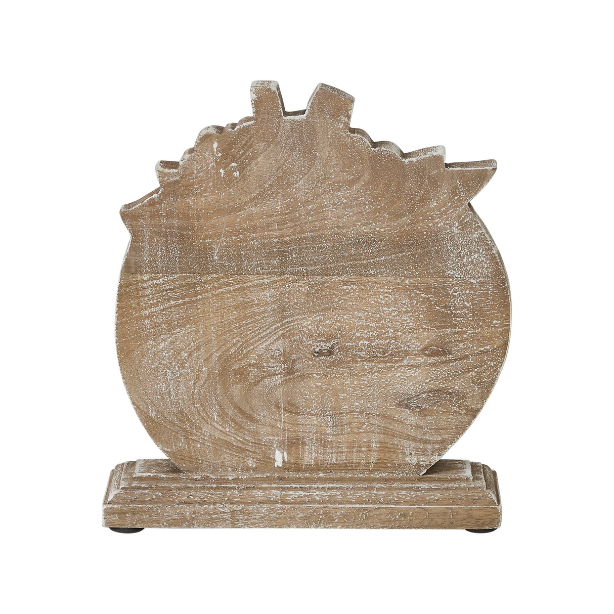 Floral Crown Carved Wooden Pumpkin 8.5x8x2