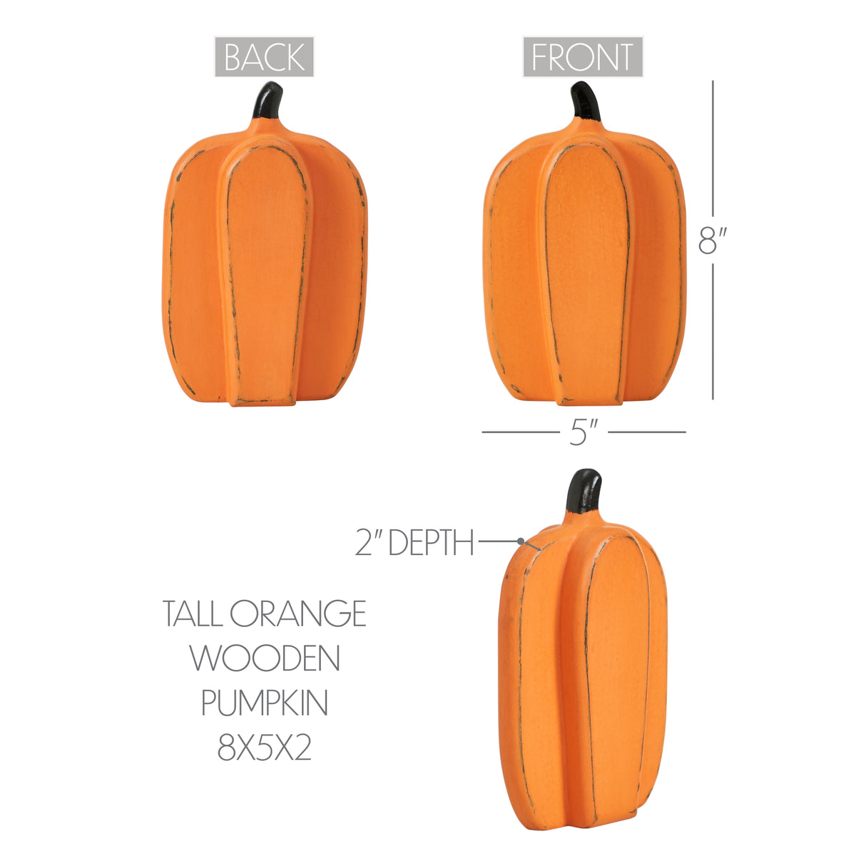 VHC Brands 2PC Short Orange Wooden Pumpkin ,Small and Large