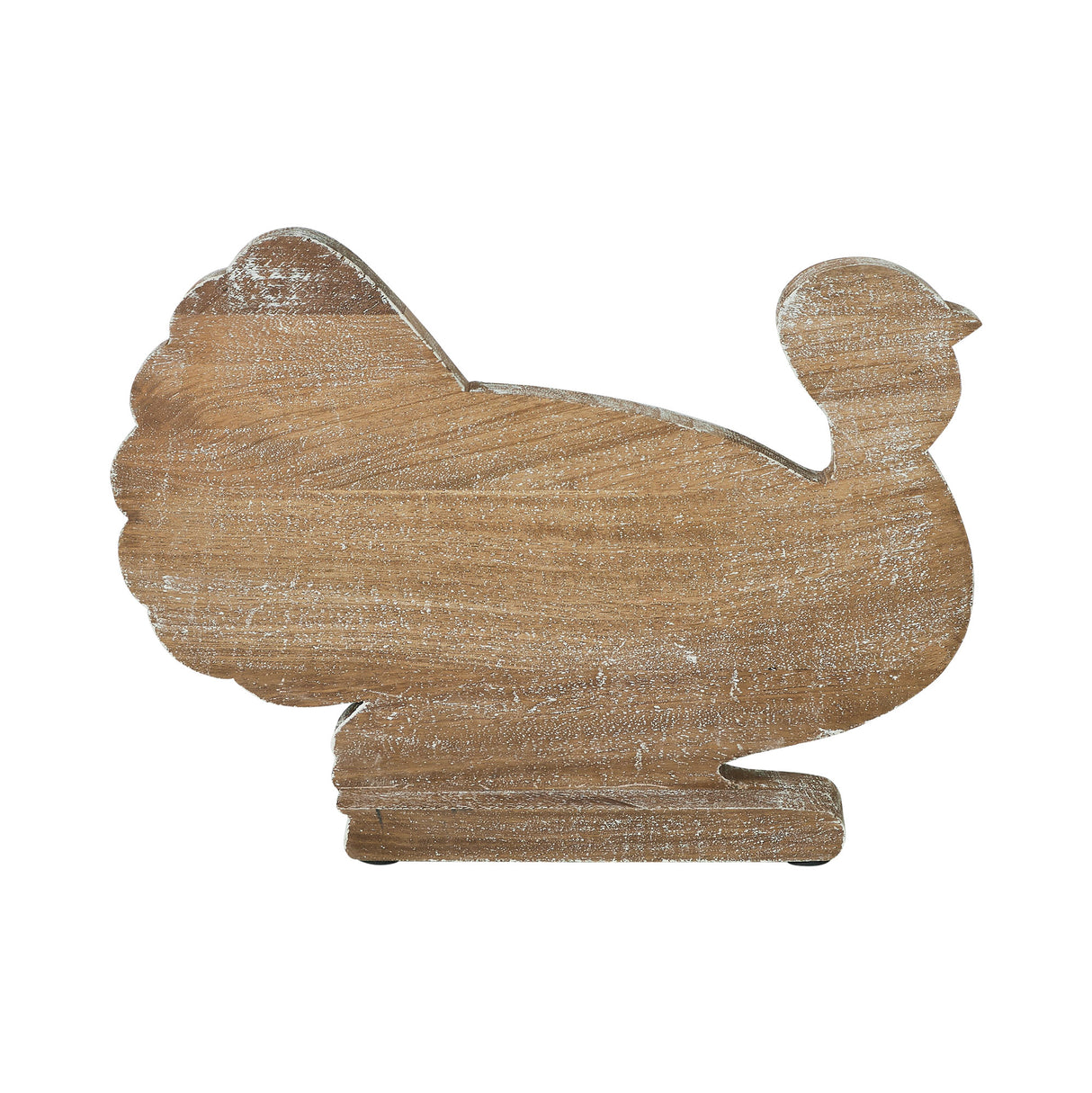 Harvest Leaf Carved Wooden Turkey 10x14x2