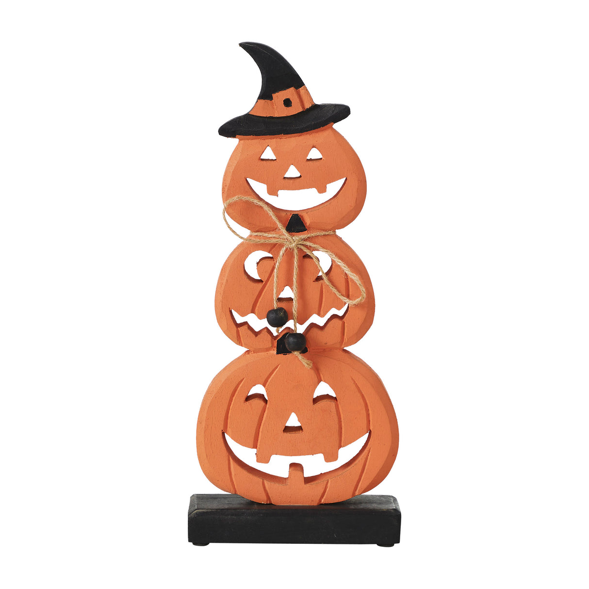 Stacked Wooden Jack-O-Lantern 14.25x6x2