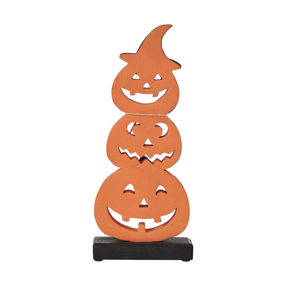 Stacked Wooden Jack-O-Lantern 14.25x6x2