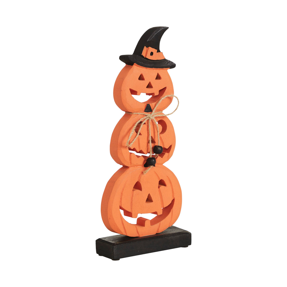 Stacked Wooden Jack-O-Lantern 14.25x6x2