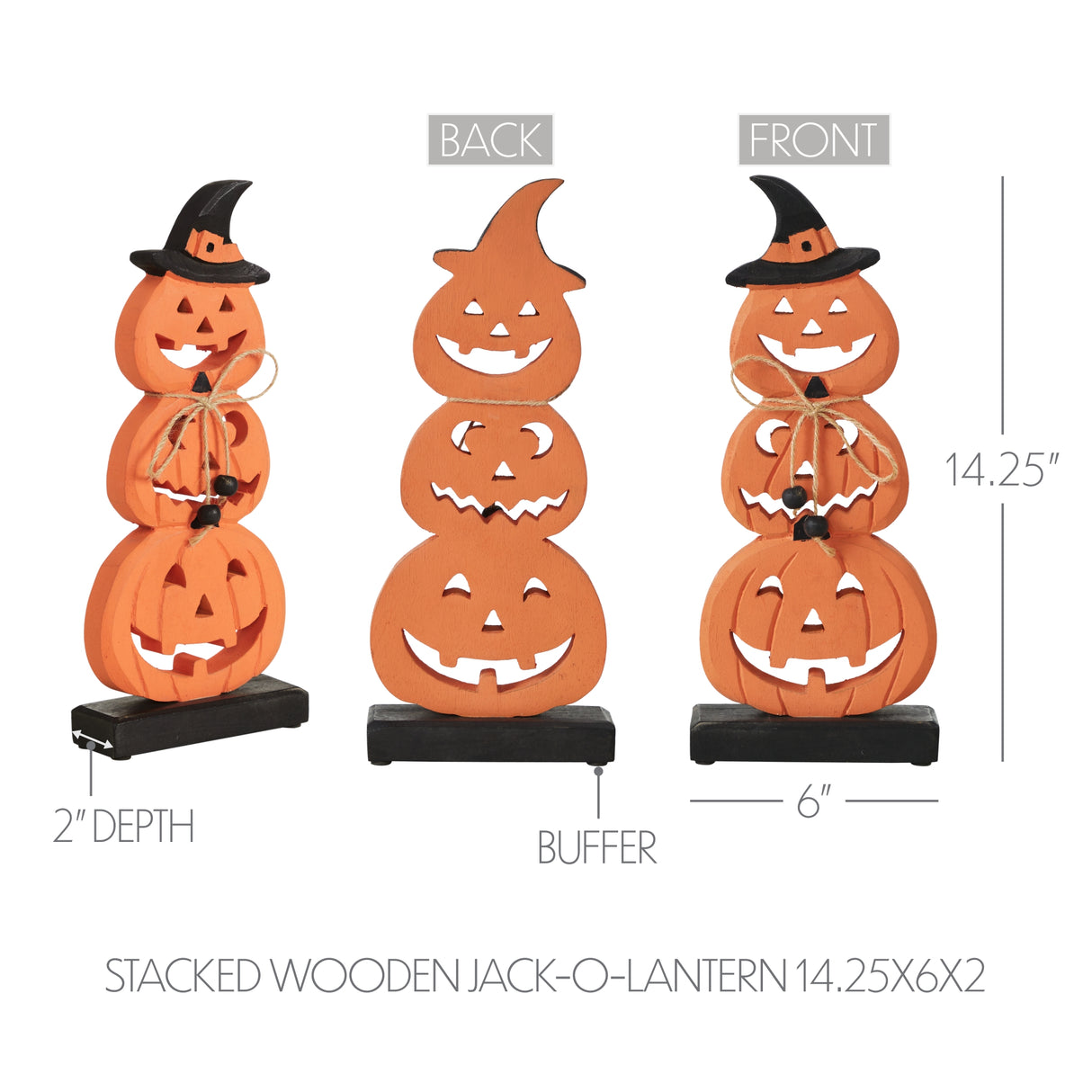 Stacked Wooden Jack-O-Lantern 14.25x6x2