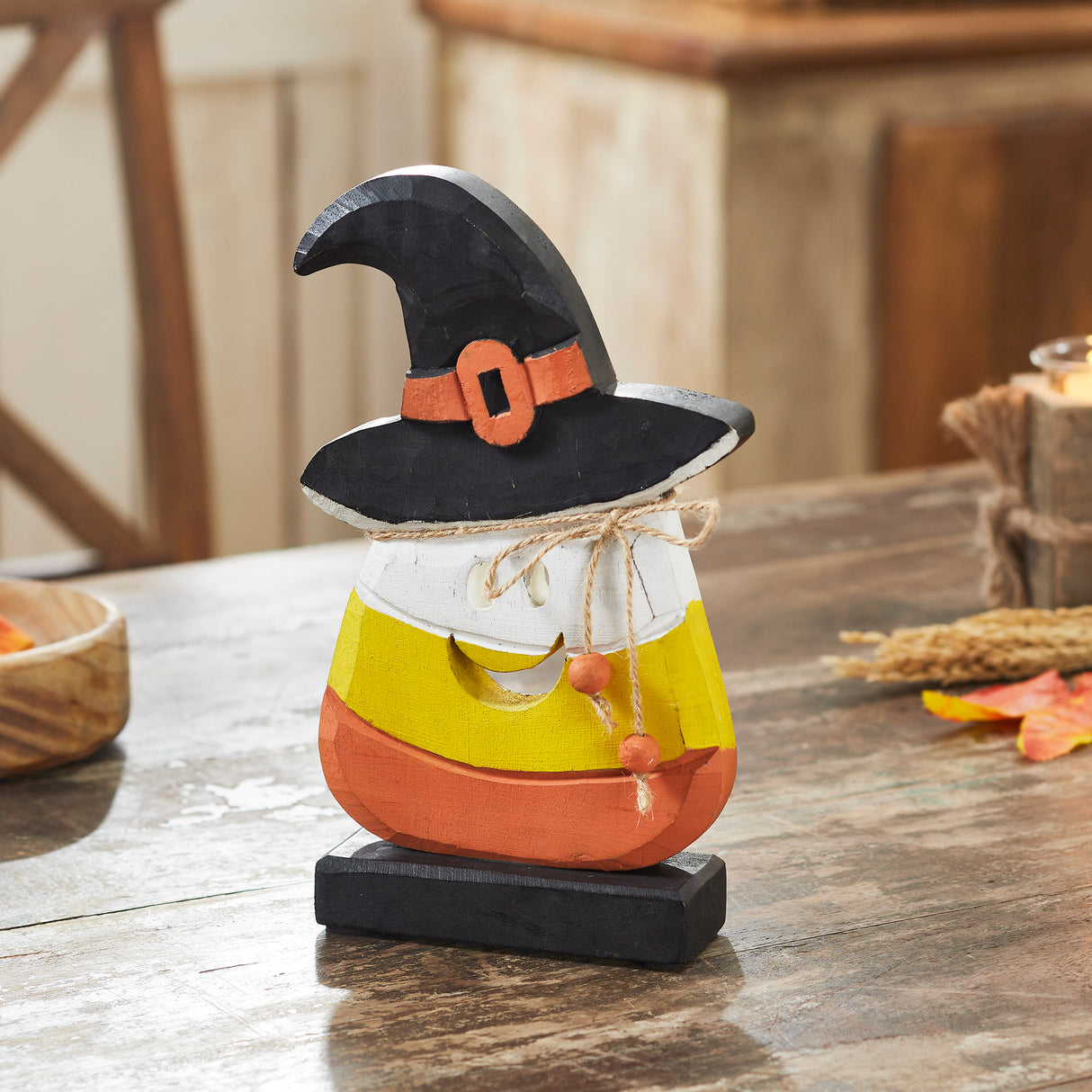 Trick or Treat Wooden Candy Corn 10x6.25x2
