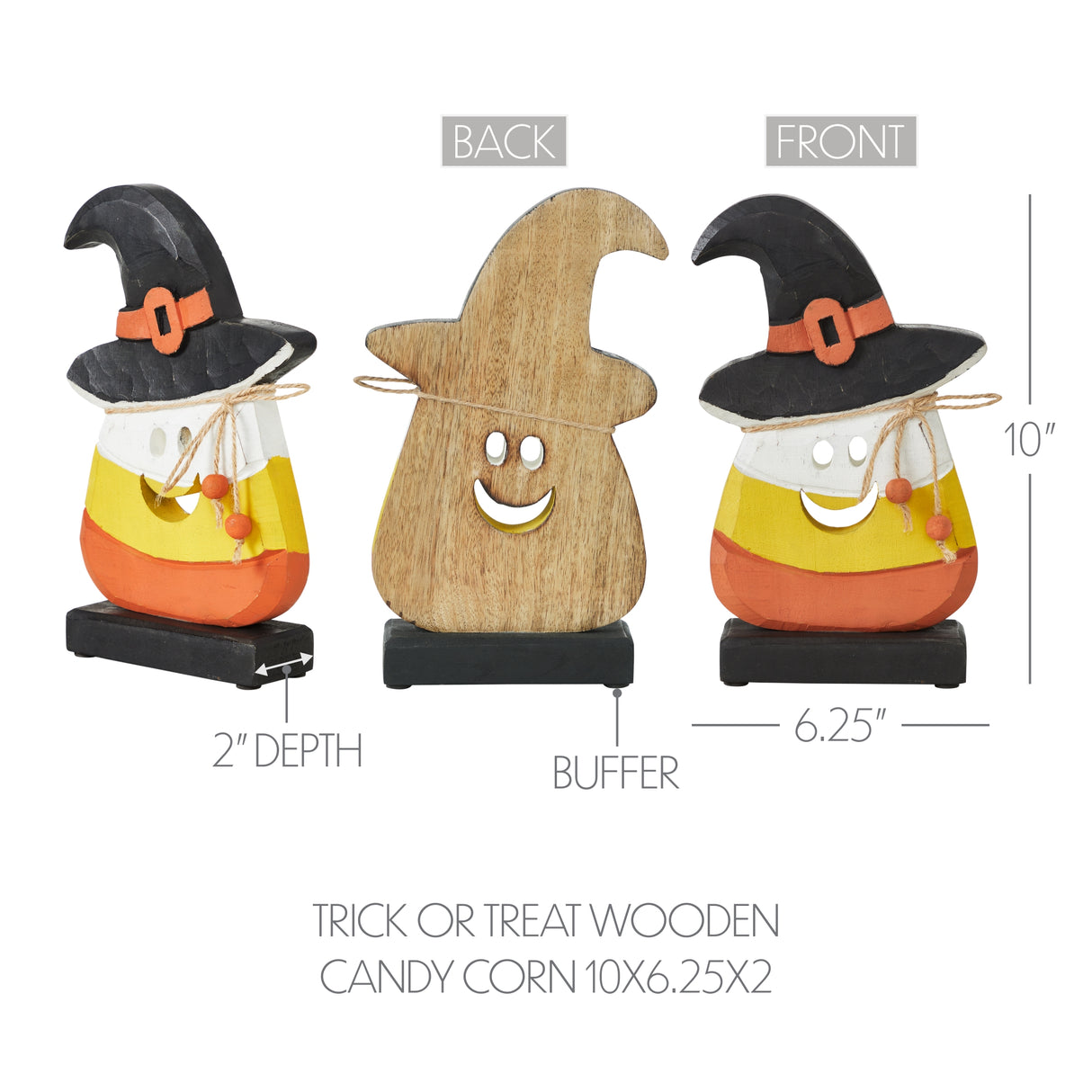 Trick or Treat Wooden Candy Corn 10x6.25x2