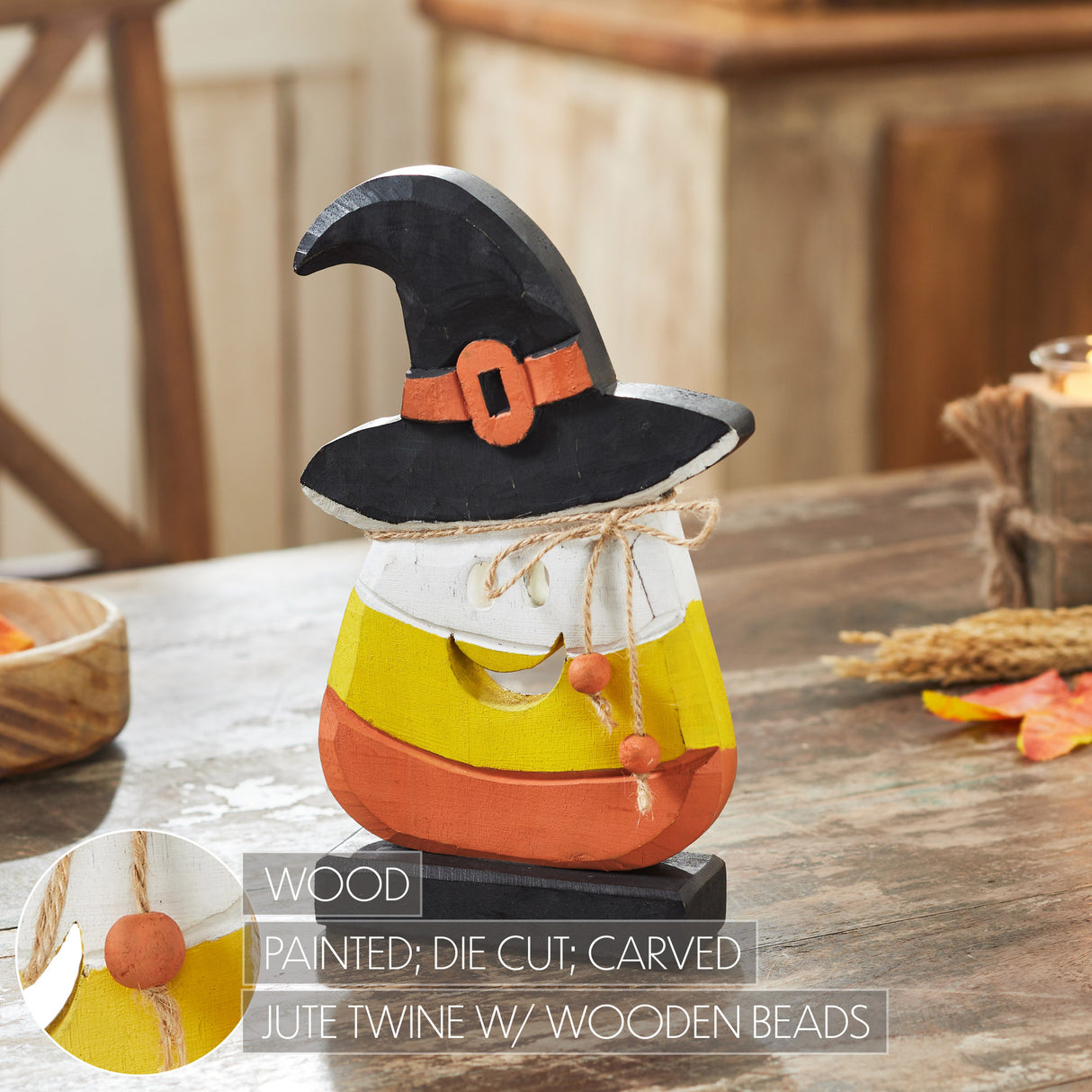 Trick or Treat Wooden Candy Corn 10x6.25x2