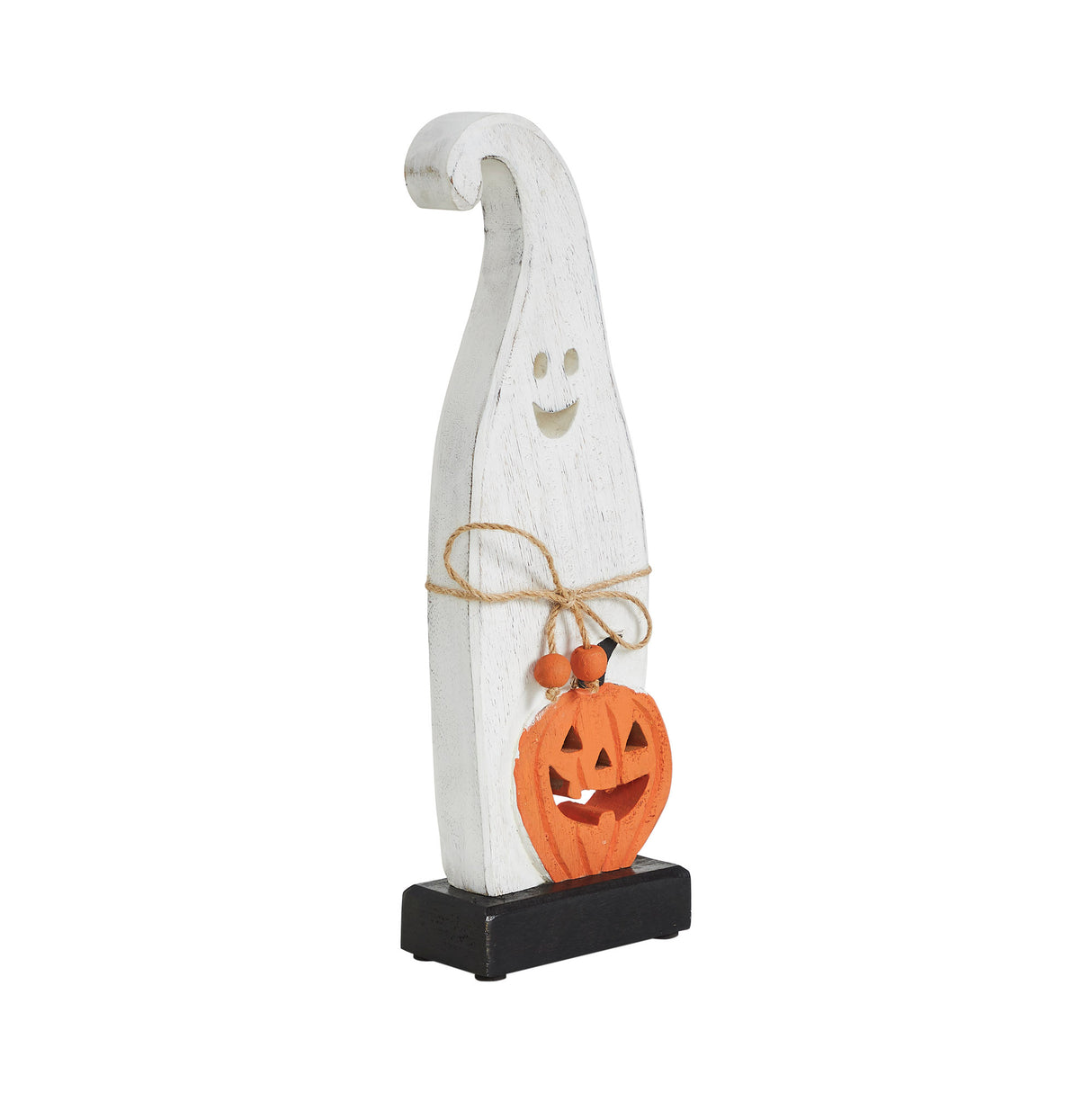 Happy Jack-O-Lantern Wooden Ghost 12.5x4.25x2