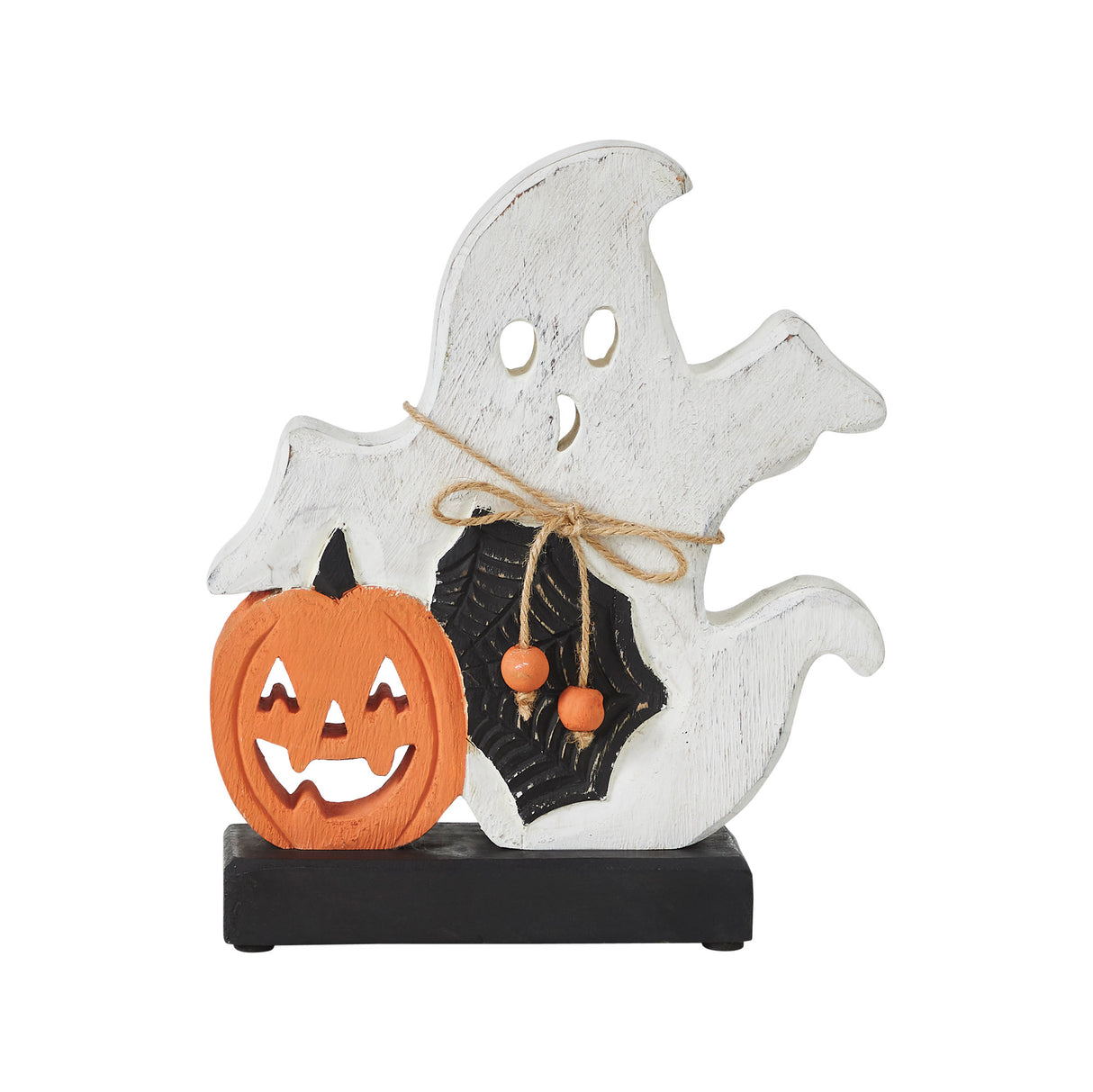 Spooky Jack-O-Lantern Wooden Ghost 9.25x8x2