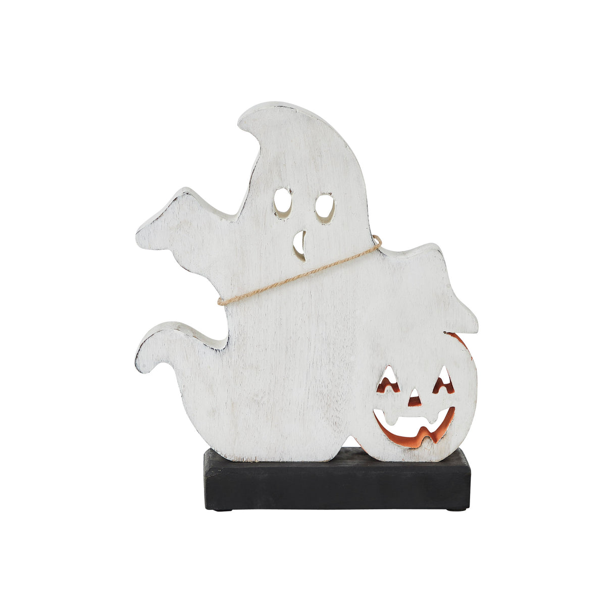 Spooky Jack-O-Lantern Wooden Ghost 9.25x8x2
