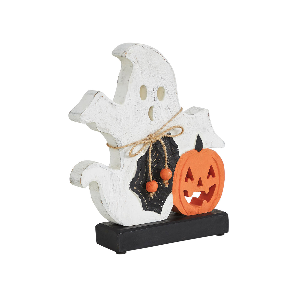 Spooky Jack-O-Lantern Wooden Ghost 9.25x8x2