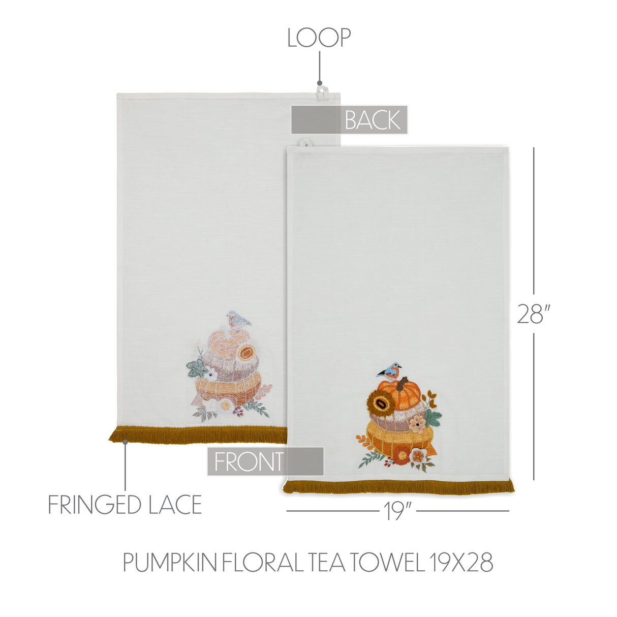 Pumpkin Floral Tea Towel 19x28
