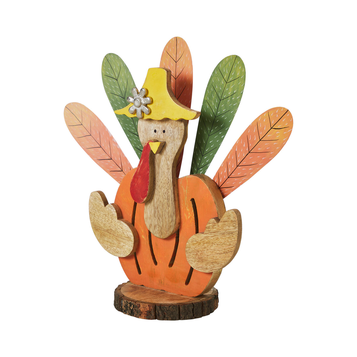 Whimsical Wooden Turkey 15.75x15.25x5.75