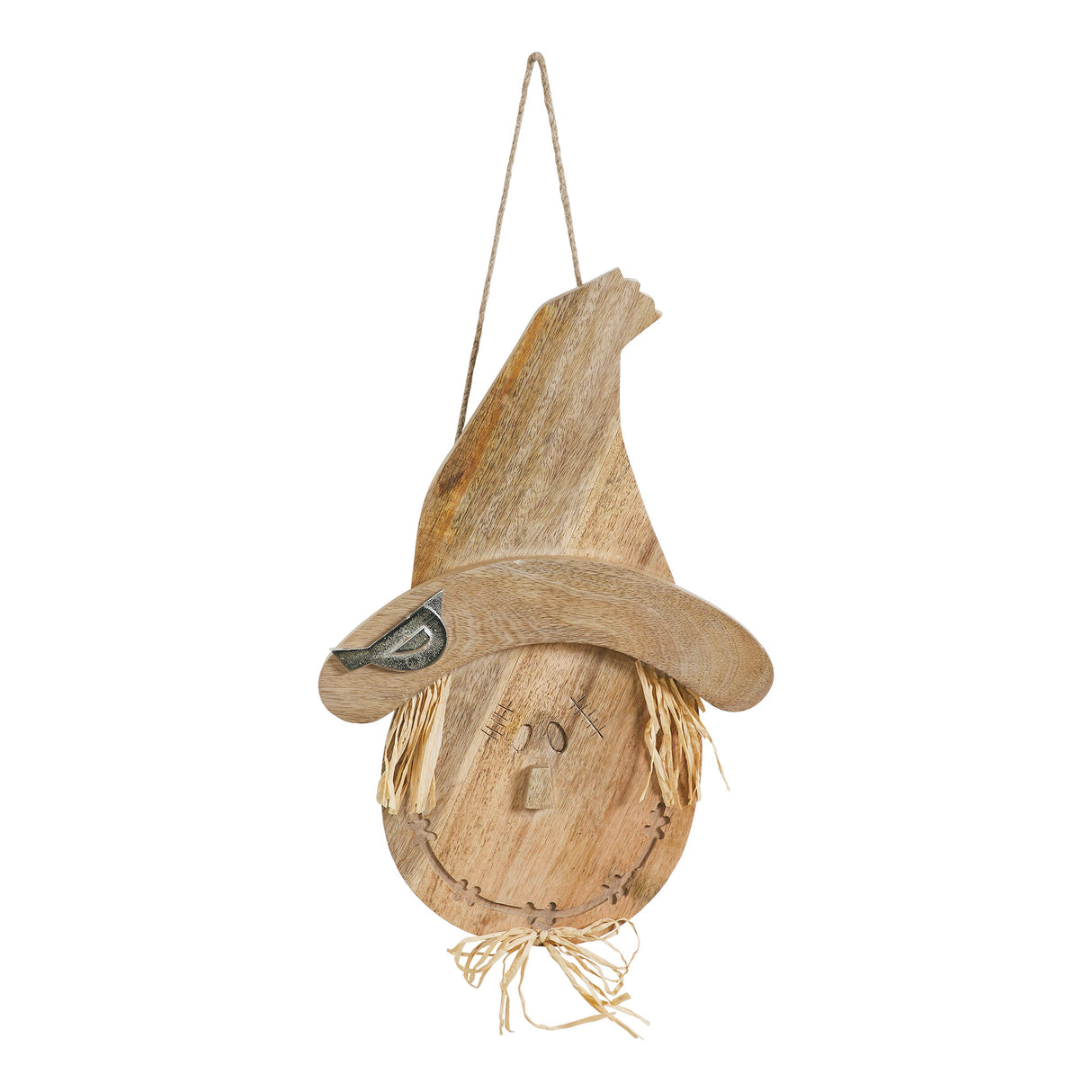 Natural Wooden Scarecrow Wall Hanging 18.25x12x2