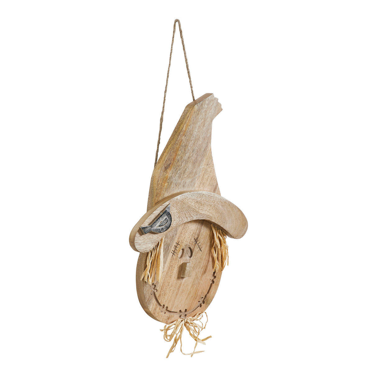 Natural Wooden Scarecrow Wall Hanging 18.25x12x2