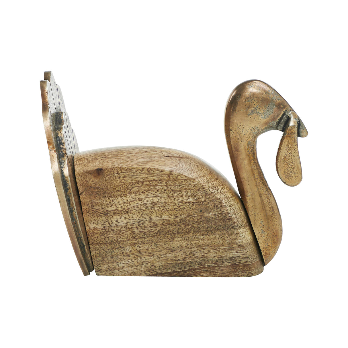Wooden Turkey w/ Burnished Metal 6x8.5x6.5