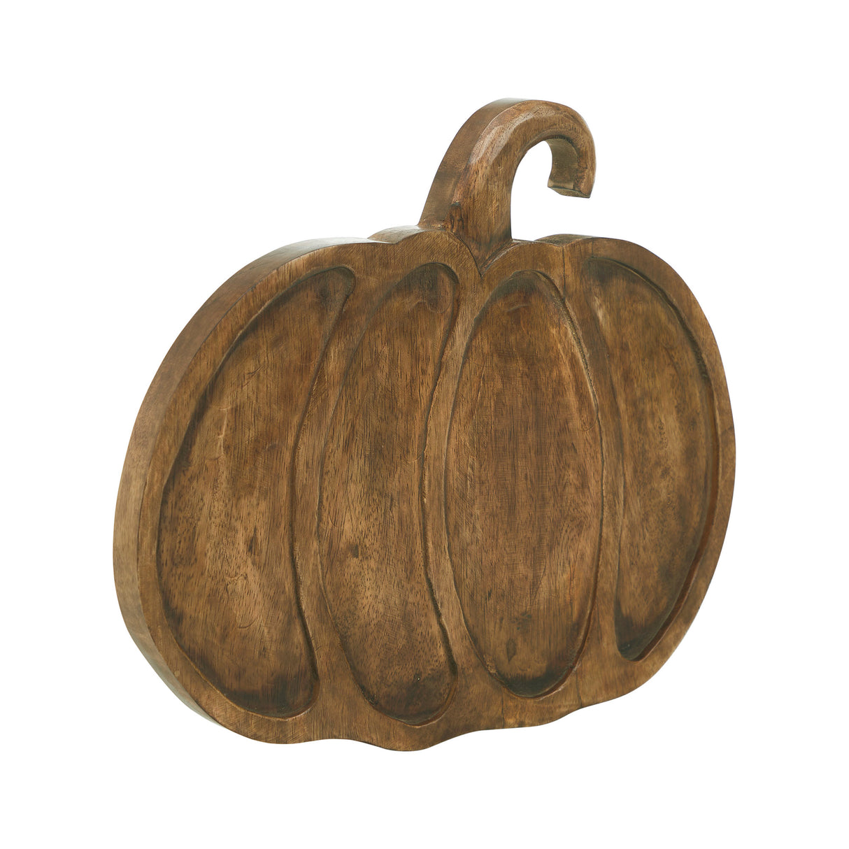 Dark Wooden Pumpkin Decorative Tray 12x13.75x1