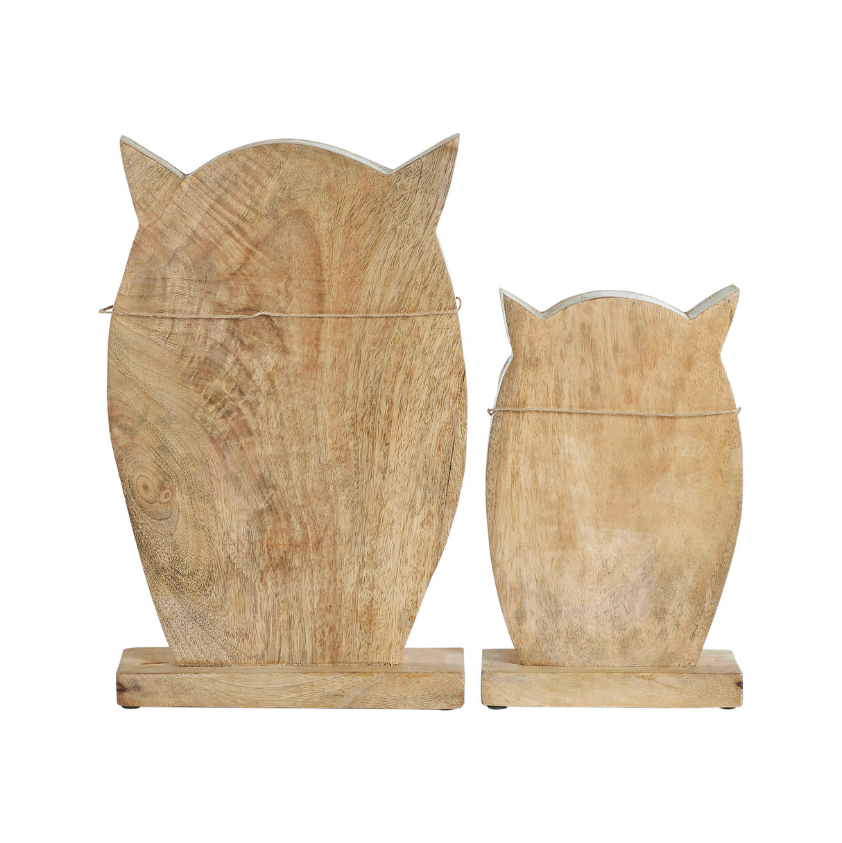 Wooden Owl Natural Set of 2 - 9.75 and 13.25 inch