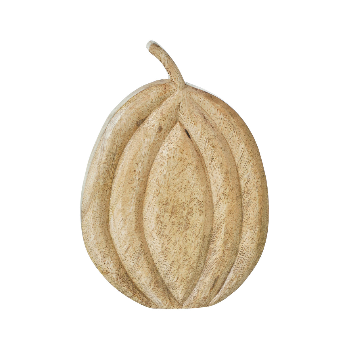 Carved Wooden Pumpkin Natural 10x7.25x1.5