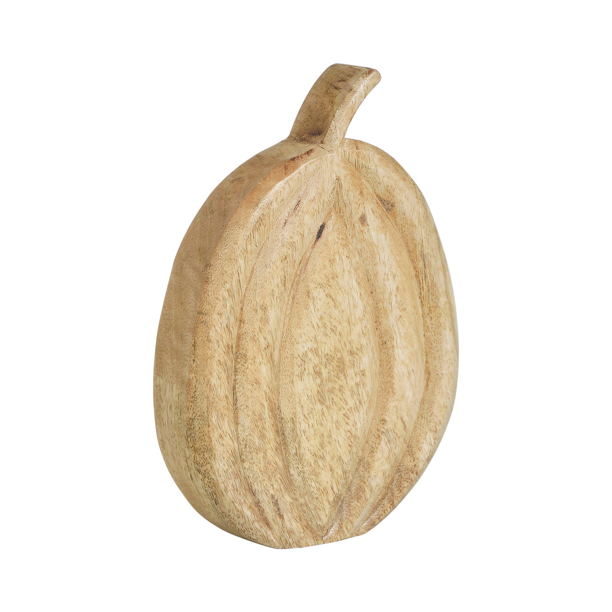 Carved Wooden Pumpkin Natural 10x7.25x1.5
