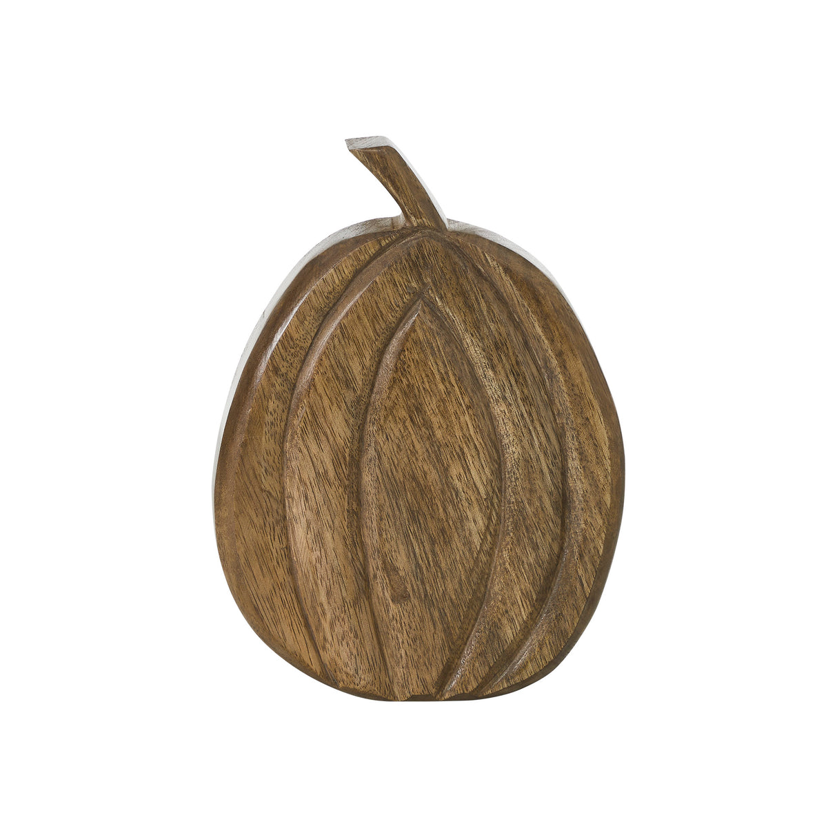 Carved Wooden Pumpkin Walnut Brown 8x6x1.5