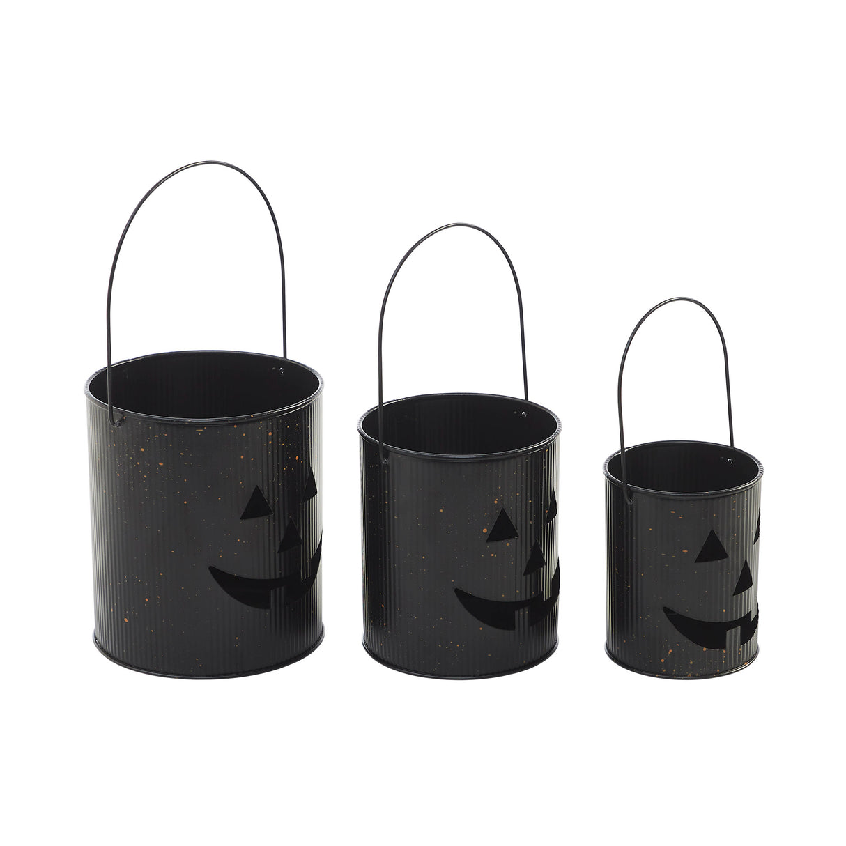 Jack-O-Lantern Bucket Set of 3 - 5/6/7 inch