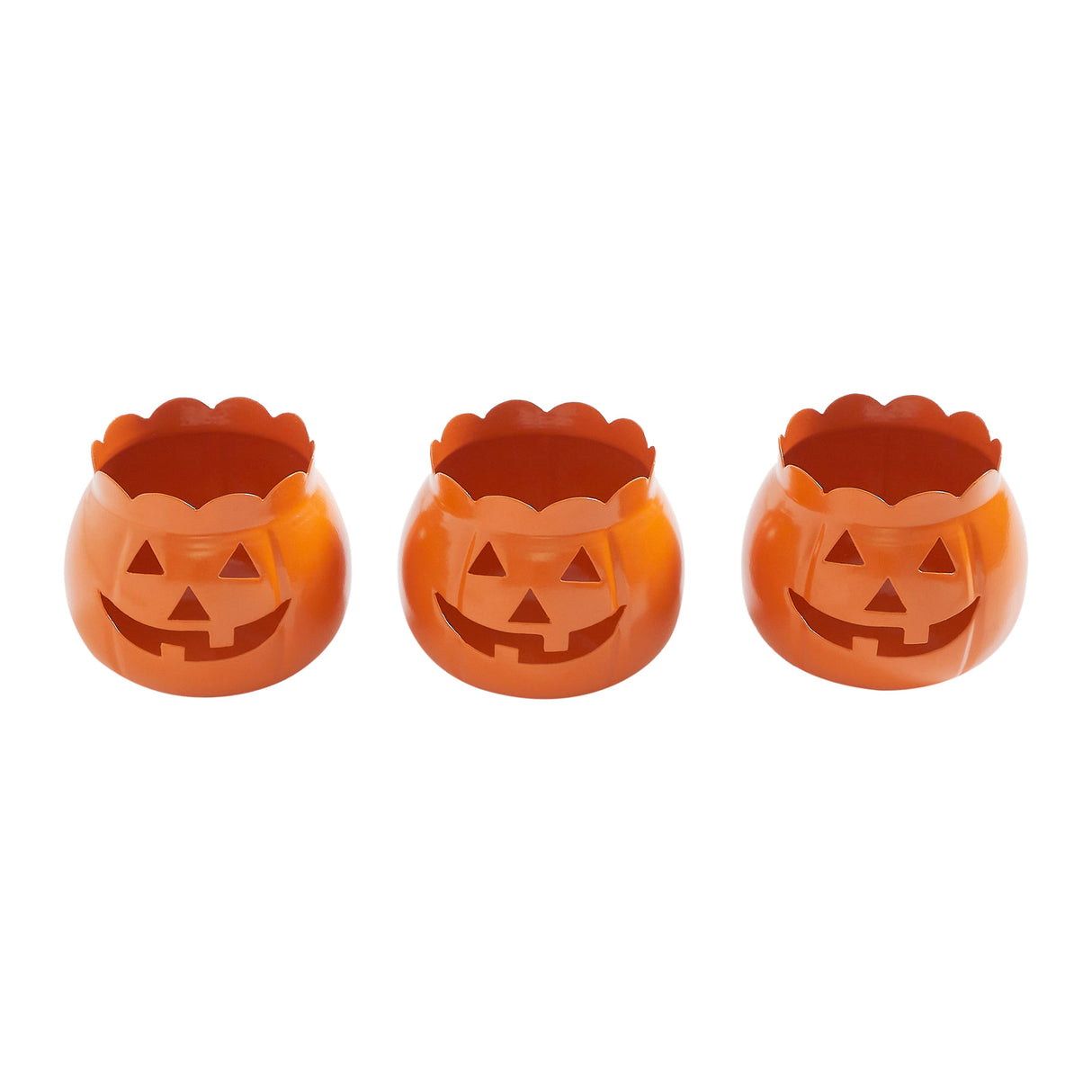 Jack-O-Lantern Candle Holder Set of 3 - 3x3.5x3.5
