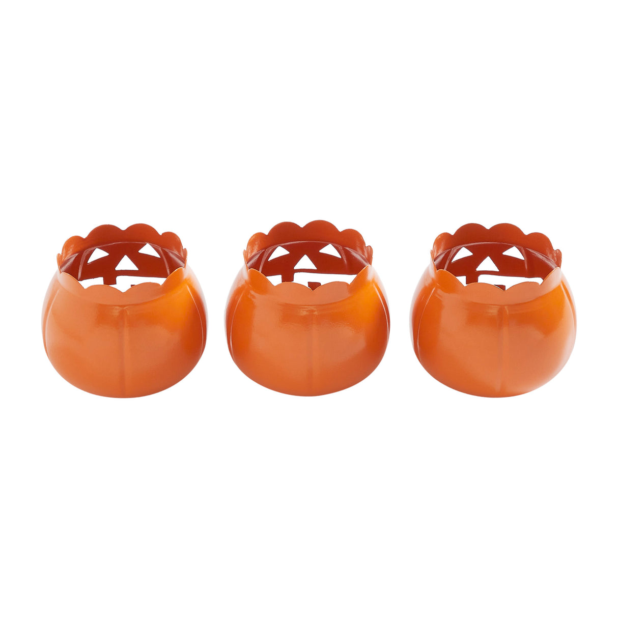 Jack-O-Lantern Candle Holder Set of 3 - 3x3.5x3.5