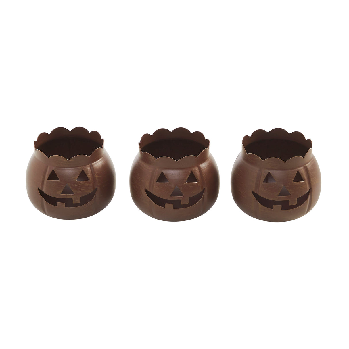 Jack-O-Lantern Candle Holder Set of 3 - 3x3.5x3.5