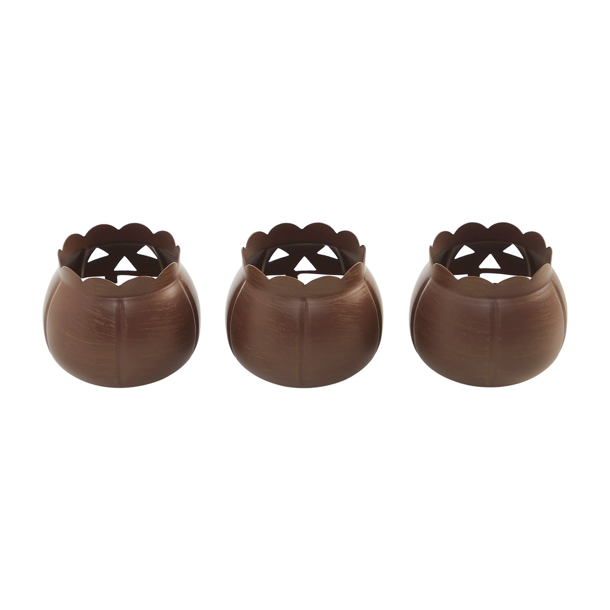 Jack-O-Lantern Candle Holder Set of 3 - 3x3.5x3.5