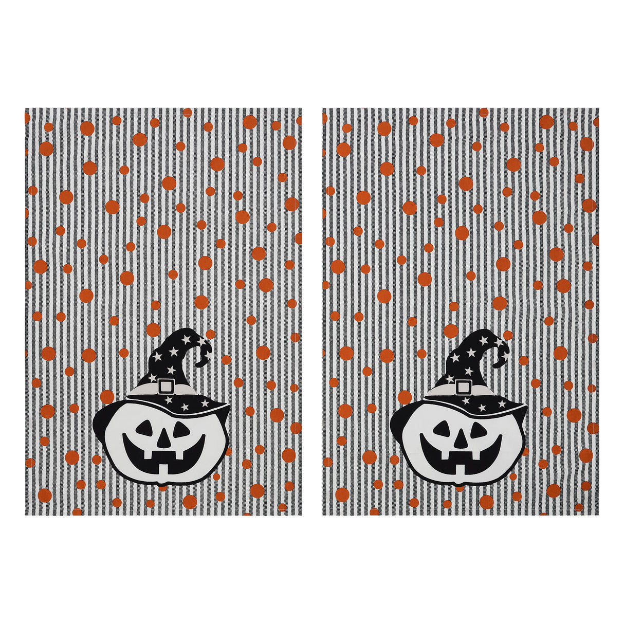 Witchy Pumpkins Striped Tea Towel Set of 2 19x28
