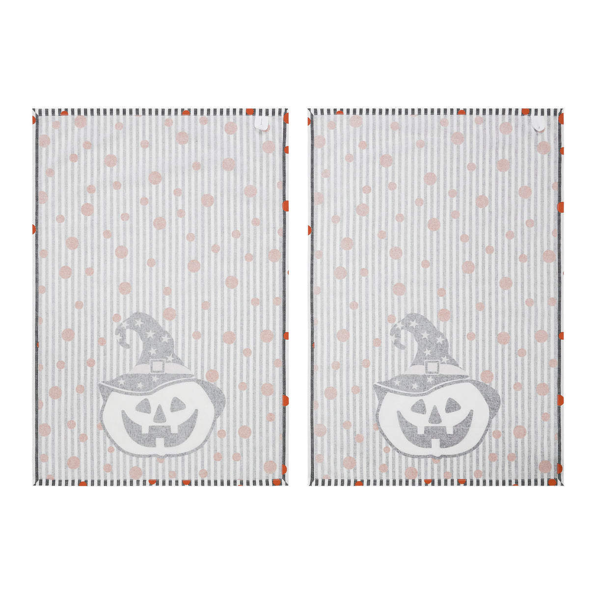Witchy Pumpkins Striped Tea Towel Set of 2 19x28