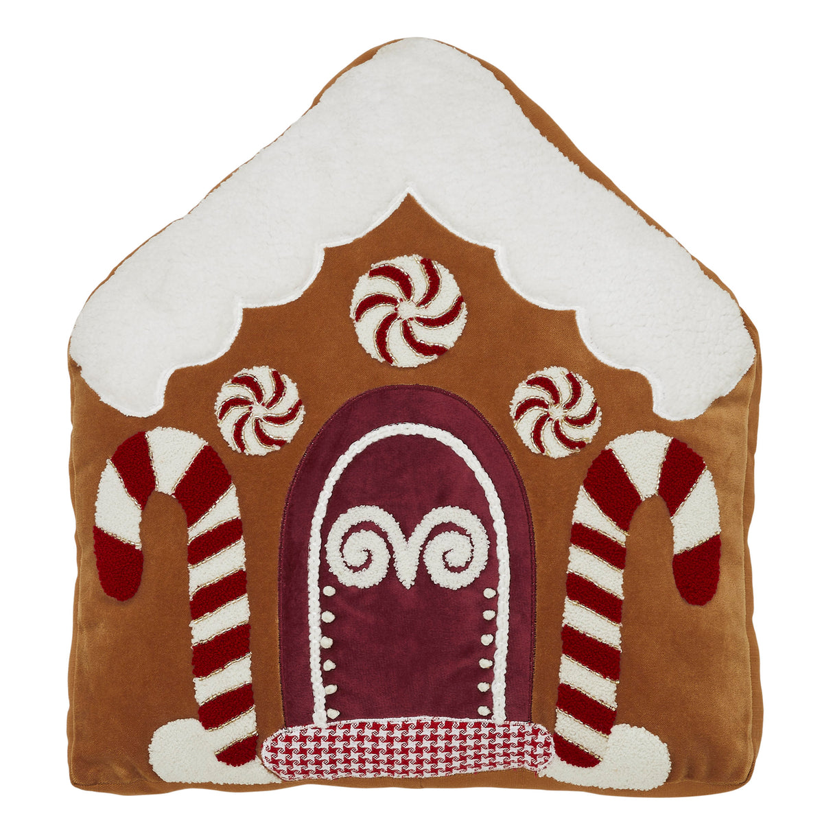 Gingerbread House Embroidered Velvet Pillow 18x18