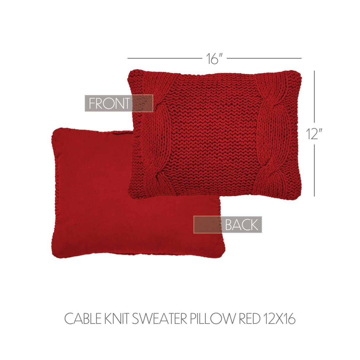 Cable Knit Sweater Pillow Red 12x16
