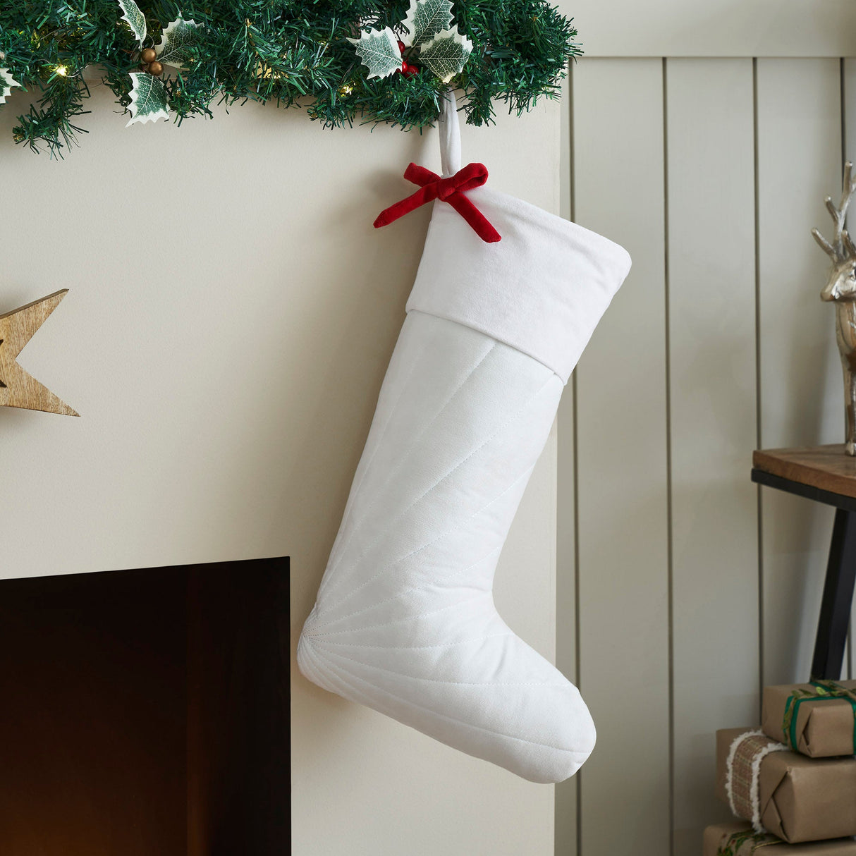 Quilted Velvet Stocking with Bow