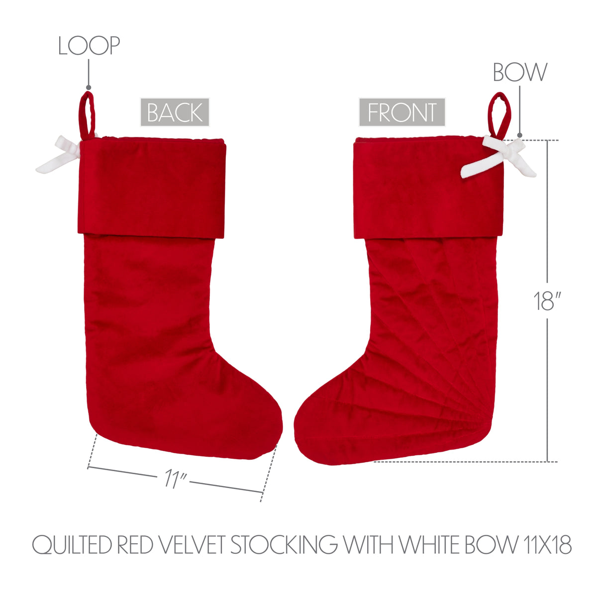 Quilted Velvet Stocking with Bow