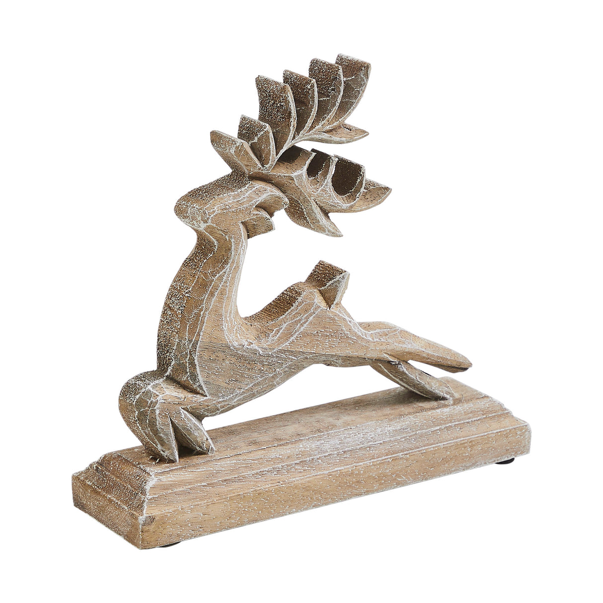 Feathered Finish Wooden Reindeer 7x6.5x2