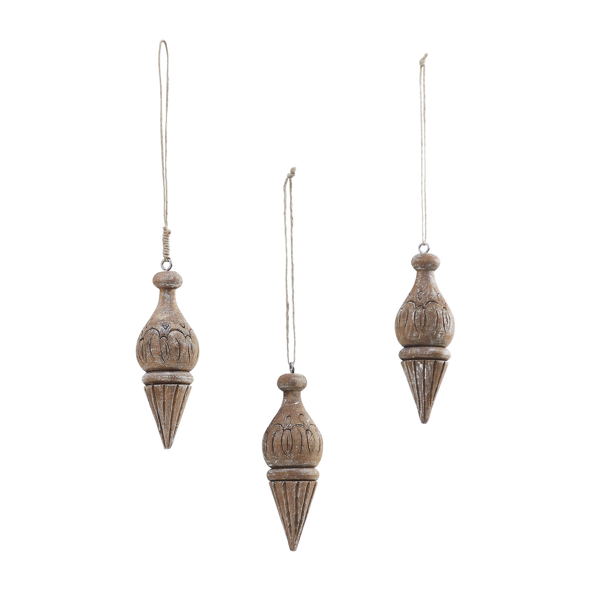 Cottage Finial Ornament Feathered Finish Set of 3 5.5x2x2