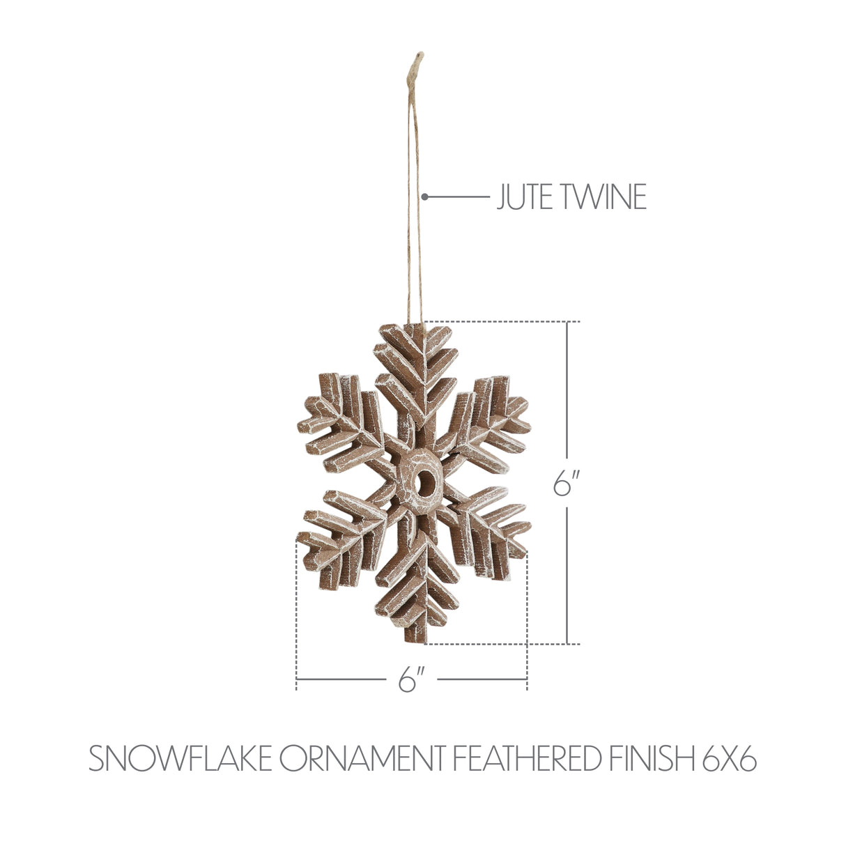 Snowflake Ornament Feathered Finish - 6 inch