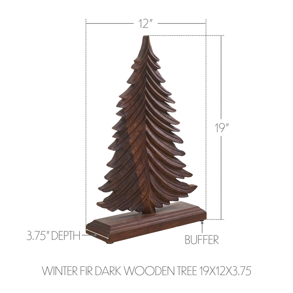 Winter Fir Dark Wooden Tree 19x12x3.75