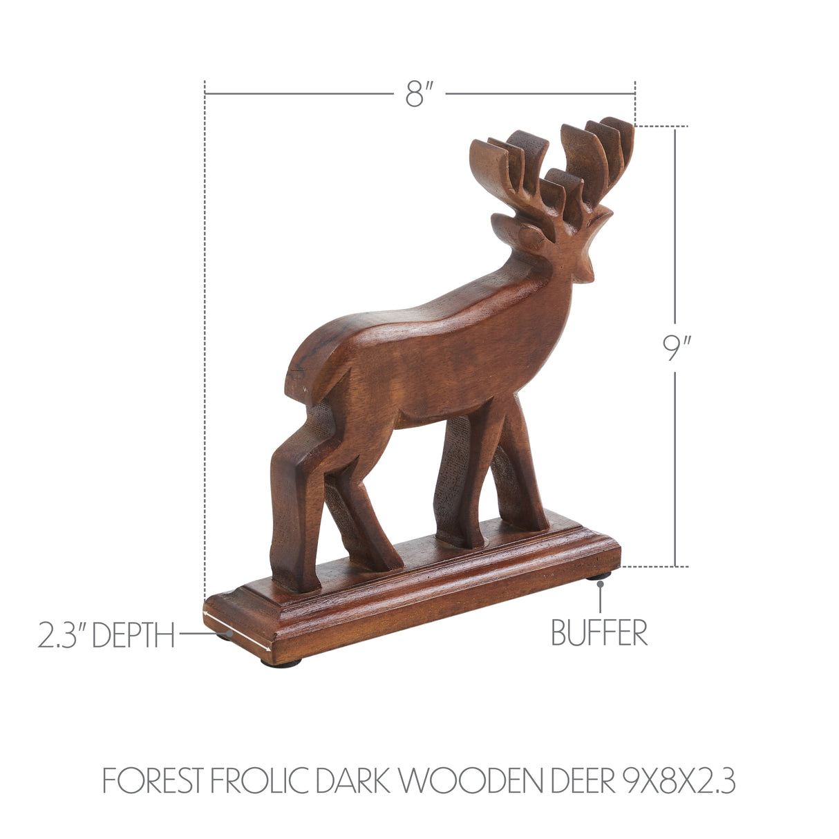Forest Frolic Dark Wooden Deer 9x8x2.3