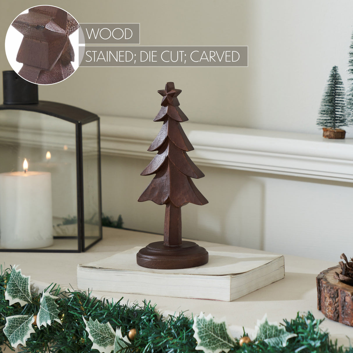 Peaceful Pine Dark Wooden Tree 9x3.5x3.5