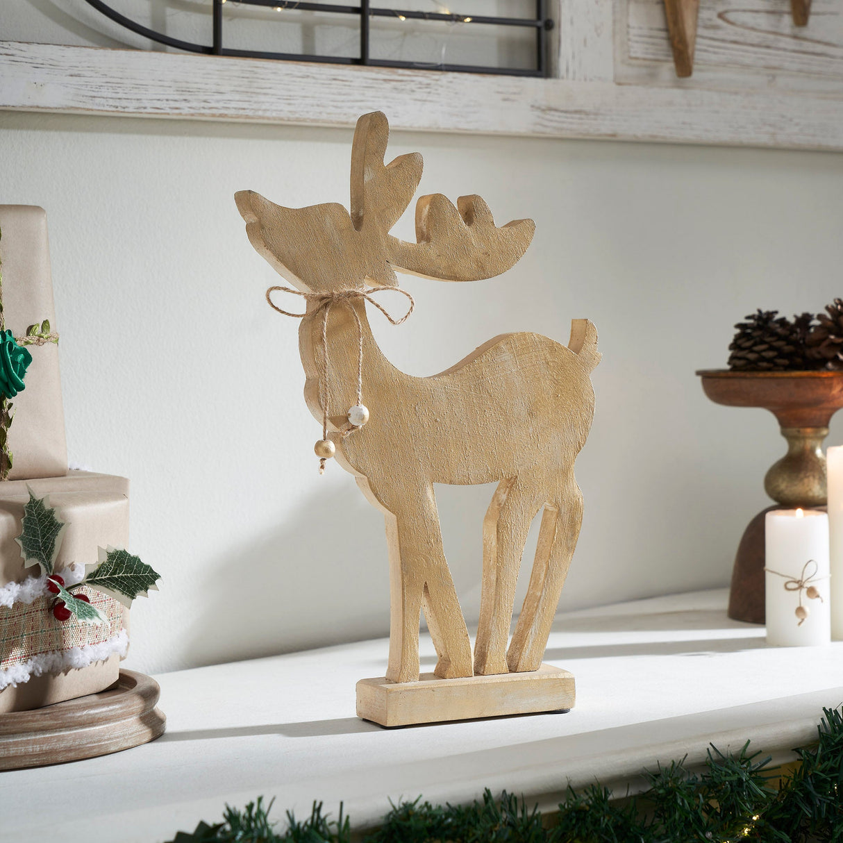 Pretty Prancer Brushed Gold Wooden Deer