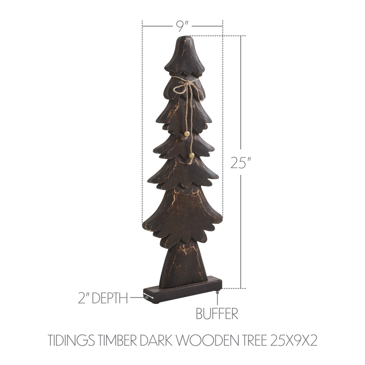 VHC Brands 2PC Tidings Timber Dark Wooden Tree ,Small and Large
