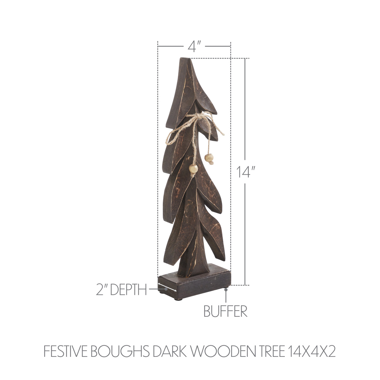 VHC Brands 2PC Festive Boughs Dark Wooden Tree ,Small and Large
