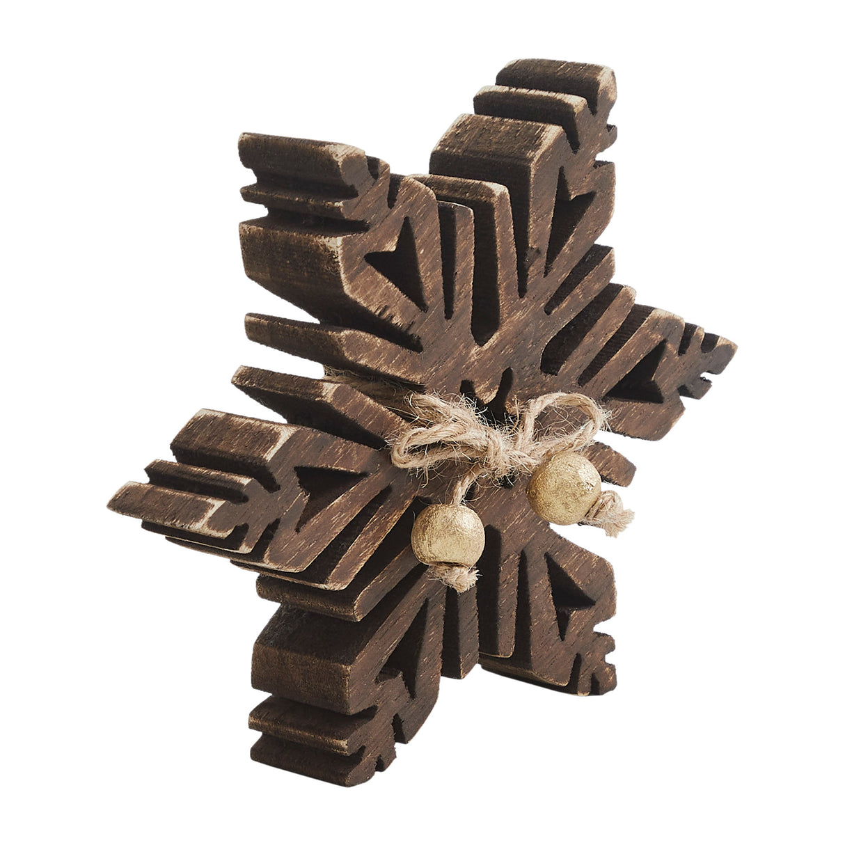 Wooden Snowflake Statuette