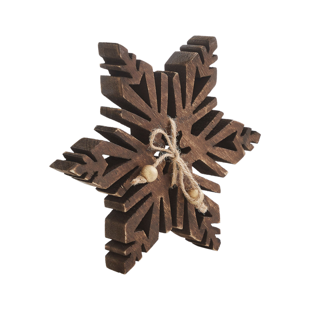 Wooden Snowflake Statuette