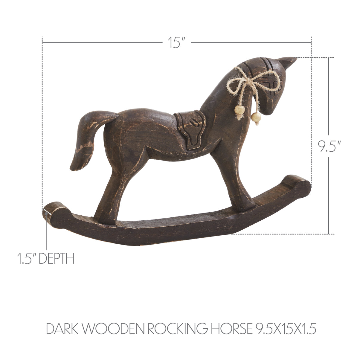 Wooden Rocking Horse Statuette 9.5x15x1.5