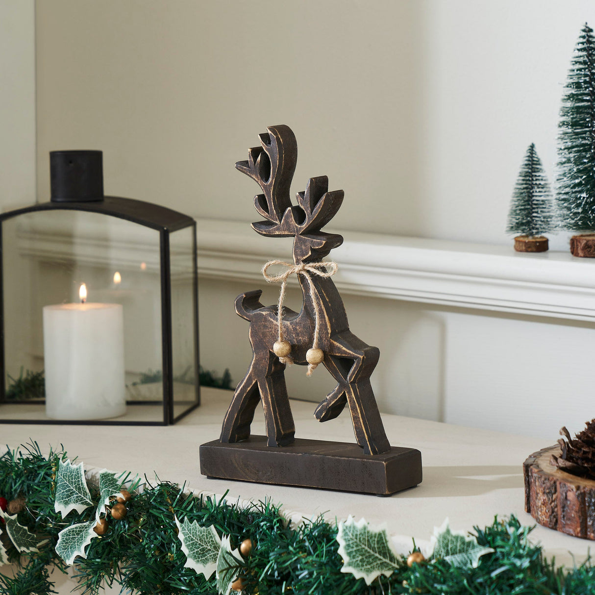 Woodland Winter Dark Wooden Reindeer